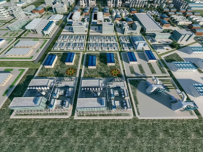 Aerial View Of Industrial Factory Complex With Neatly Arranged Buildings And Facilities 3d model