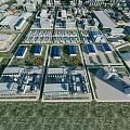 Aerial View Of Industrial Factory Complex With Neatly Arranged Buildings And Facilities