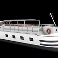 Classic White Yacht With Upper Deck Railing And Life Rings Side Windows 3d model