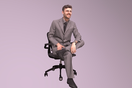 Sitting Men's Suit Men's European and American Whites 3d model