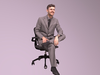 Sitting Men's Suit Men's European and American Whites 3d model