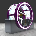 Interactive Zone With Circular Purple Frame And Digital Screens For User Interaction 3d model