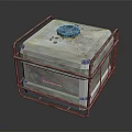 Industrial Use Equipment Enclosure With Metal Frame Blue Top And Stained Surface