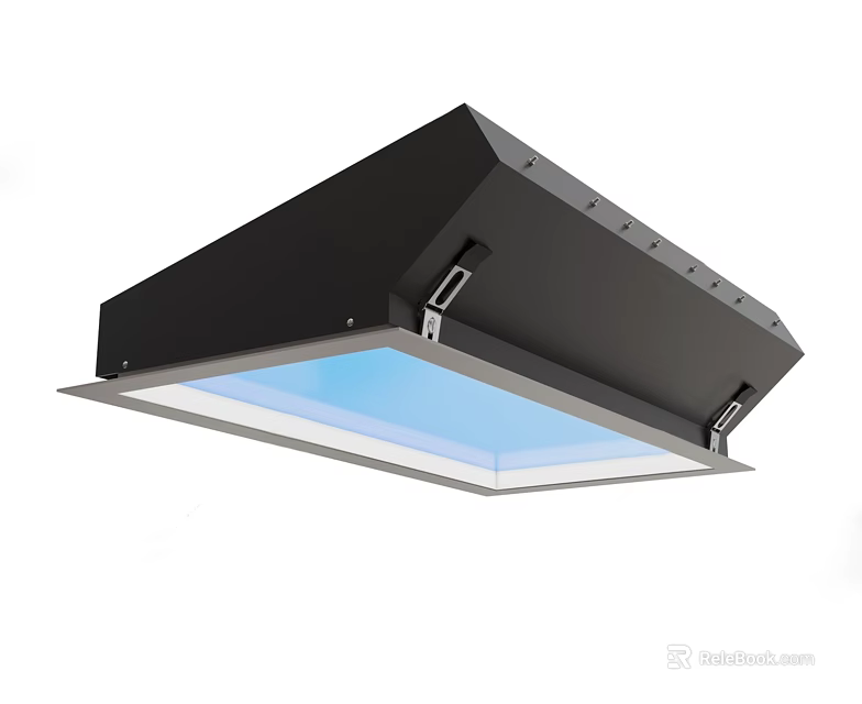 Modern Black Square Ceiling Light With Blue LED Panel And Sleek Frame 3d model
