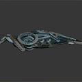 Futuristic Teal Spaceship With Yellow Details And Complex Mechanical Structure For Cosmic Exploration