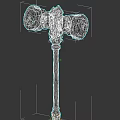 Fantasy Ornate Hammer Weapon With Gold Red Decorative Design And Black Handle