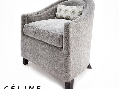 Céline Gray Upholstered Accent Chair with Armrest Decorative Pillow and Dark Wood Legs 3d model