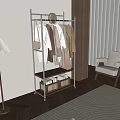 Modern Clothes Rack With Metal Frame Hanging Beige White Clothes And Storage Shelf