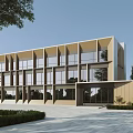 Modern Office Building With Large Glass Windows For Natural Light And Greenery
