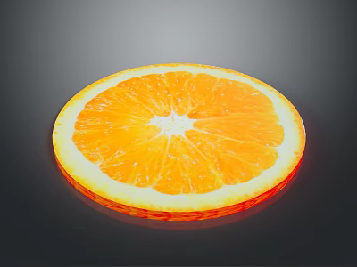 Fresh Ripe Orange Slice With Juicy Pulp And Bright Peel On Dark Background 3d model