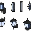 Various Stylish Black Wall Lamps With Glass Shades Mounted On Gray Wall