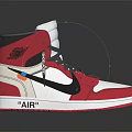 High Top Sneakers White Red With AIR Logo Black Accents Gray Laces