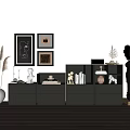 Modern Bucket Cabinet Combination Low Cabinet Middle Ancient Low Cabinet Decorative Cabinet 3d model