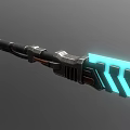 Futuristic Sci Fi Weapon With Long Handle Black Metal Structure And Blue Glowing Blade 3d model