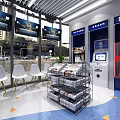 Modern 24 Hour Convenience Store Exterior With Curved Glass Structure And Signage