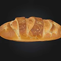 Freshly Baked Golden Bread Loaf With Crusty Surface On Black Background