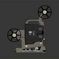 Vintage Film Projector With Dual Reels Metal Body And Control Knobs