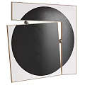 Modern Black Circular Art Installations with Golden Frames and Metallic Texture Design 3d model
