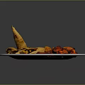 Delicious Crispy Fried Chicken Nuggets Wings and Spring Rolls on White Plate