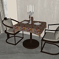 New Chinese Dining Table and Chair Combination 3d model