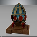 Elegant Enamel Egg Shaped Fashion Accessory With Gold Trim Red Gemstones And Red Legs