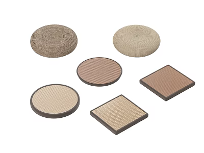 Assorted Round And Square Textured Mats In Neutral Tones For Home Decor 3d model
