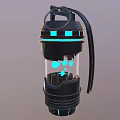 Futuristic Black Device With Transparent Body Blue LED Lights And Hanging Strap