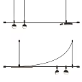 Modern Linear Chandelier Design With Adjustable Arms And Multiple Bulbs 3d model