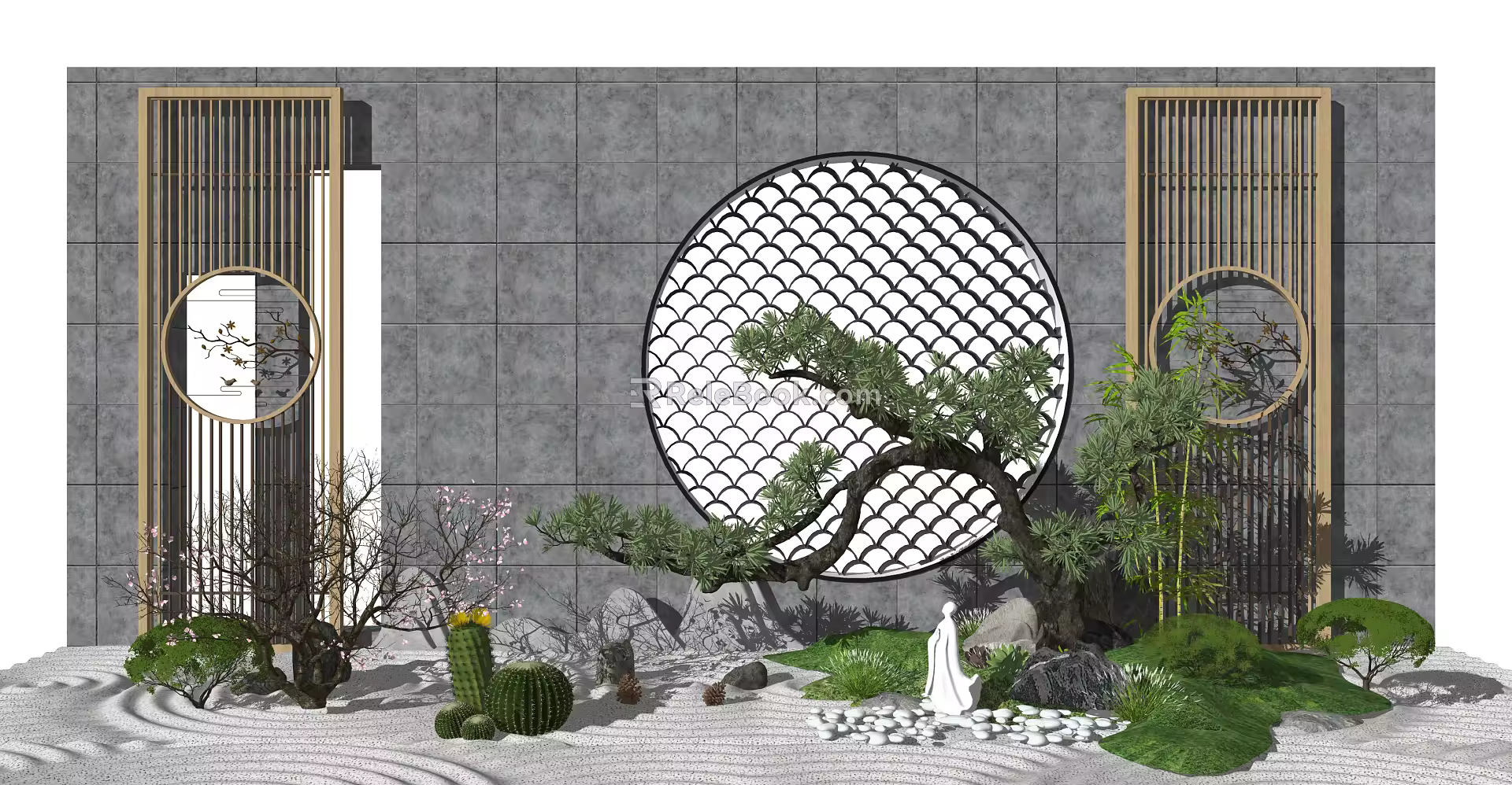 New Chinese style landscape sketch landscape sketch landscape tree bamboo 3d model
