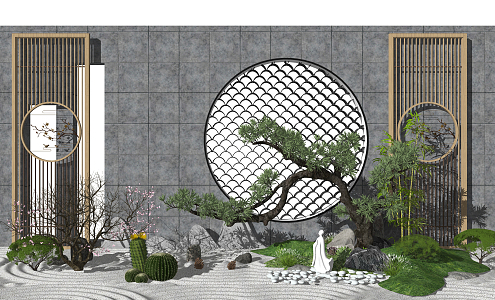 New Chinese style landscape sketch landscape sketch landscape tree bamboo 3d model