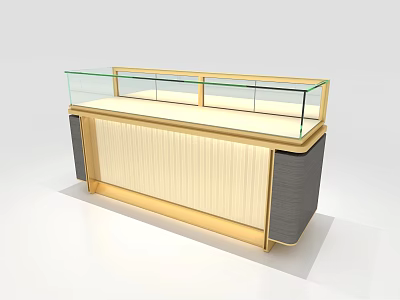 Modern Display Cabinet with Glass Showcase Wooden Body and Golden Trim Design 3d model