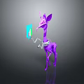 Purple Mechanical Giraffe Character Holding Digital Tablet With Metal Arms
