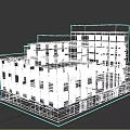 Vintage Office Building With Hotel News Sign Multiple Windows And Classic Columns