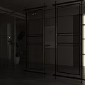 Modern Room Divider With Metal Frame Grid Design In Interior Space 3d model