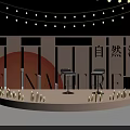 Commercial Equipment For Modern Exhibition Space With White High Top Tables And People Interacting
