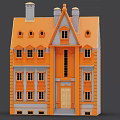 Orange Detached Villa With Multiple Windows Gray Roof And Wooden Door
