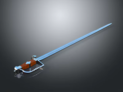 Long Blue And Brown Sword With Modern Metal Blade And Unique Handle Design 3d model Long Blue And Brown Sword With Modern Metal Blade And Unique Handle Design 3d model