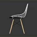 Stylish Modern Black and White Chairs Featuring Mesh Design and Wooden Legs