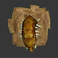 Fierce 3D Monster Model With Orange Yellow Stripes Open Mouth Sharp Fangs on Dirt Base