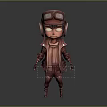 Game And Movie Character Design With Red Pilot Hat Goggles Scarf And Standing Pose