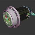 Industrial Electric Motor With Silver Gear Housing And Black Metal Components
