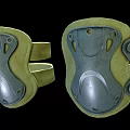 Protective Knee Pads With Metallic Shell Leather Straps And Secure Fit Design 3d model