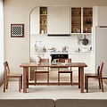 Wooden Dining Table And Chairs With Vase Decorations Plant Wall Art Window And Kitchen