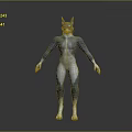 Anthropomorphic Wolf Character With Blue And White Fur Standing In Muscular Stance