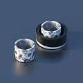 White Gray Speckled Cylindrical Containers With Black Base For Home Use 3d model