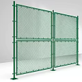 Green Metal Mesh Fence Structure With Panel Design And Support Posts 3d model