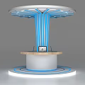 Modern Circular Information Kiosk With Illuminated Blue Lines Base Platform And Screen 3d model