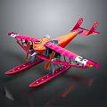 Vibrant Orange And Pink Passenger Plane With Floats And Number 5 On Wings