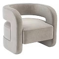 Elegant Modern Single Sofa In Light Gray Velvet With Curved Armrests 3d model