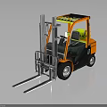 Orange And Black Forklift With Yellow Top Panel Green Gas Cylinder And Metal Forks
